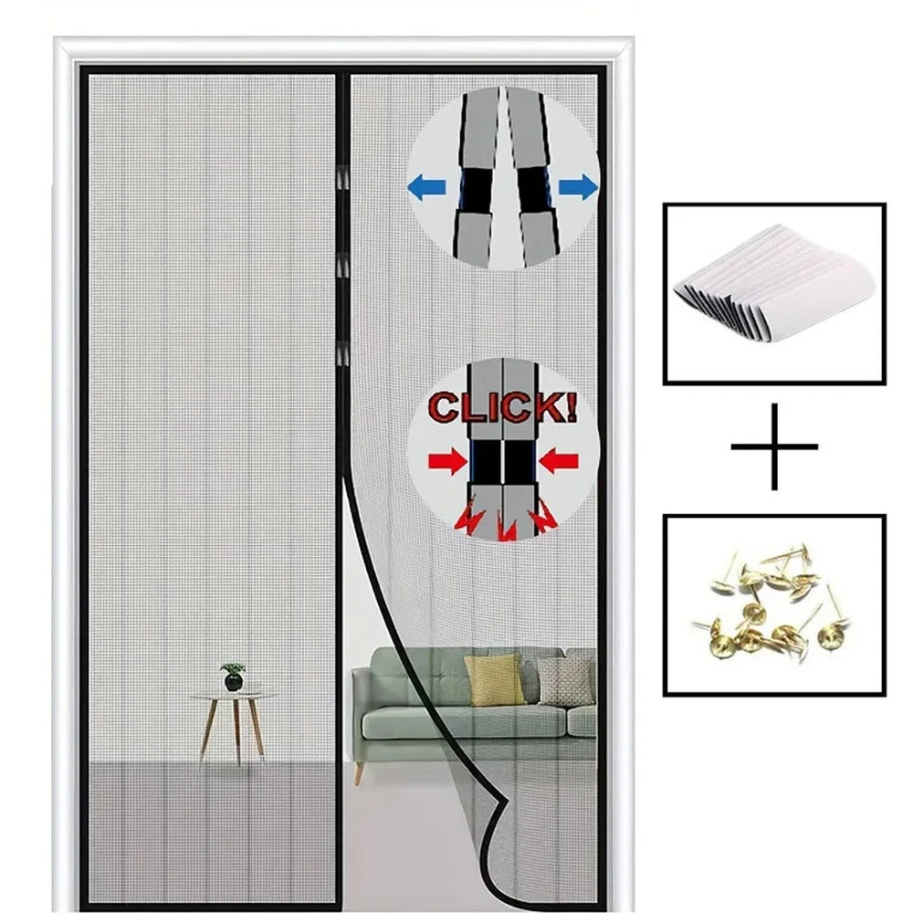 Magnetic Screen Door - Hands-Free Mesh Curtain with Heavy Duty Magnets, Fits Doors Up to 39x83