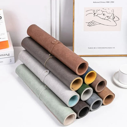 Retro Cowhide Patterned Desk Pad,Double-Sided Dirt Resistant Mouse Mat,Ready Elegant Office Computer Pad,Writing PVC Leather Pad