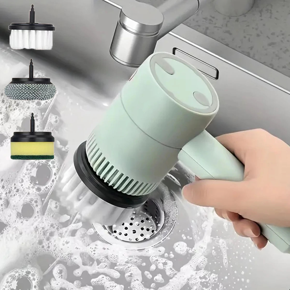 3-in-1 Cordless Electric Spin Scrubber — Handheld Power Cleaning Brush for Kitchen, Bathroom & Tile
