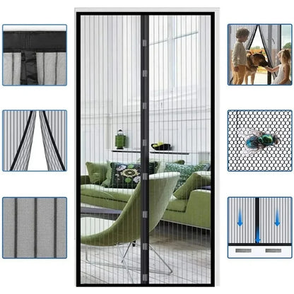 Magnetic Screen Door - Hands-Free Mesh Curtain with Heavy Duty Magnets, Fits Doors Up to 39x83