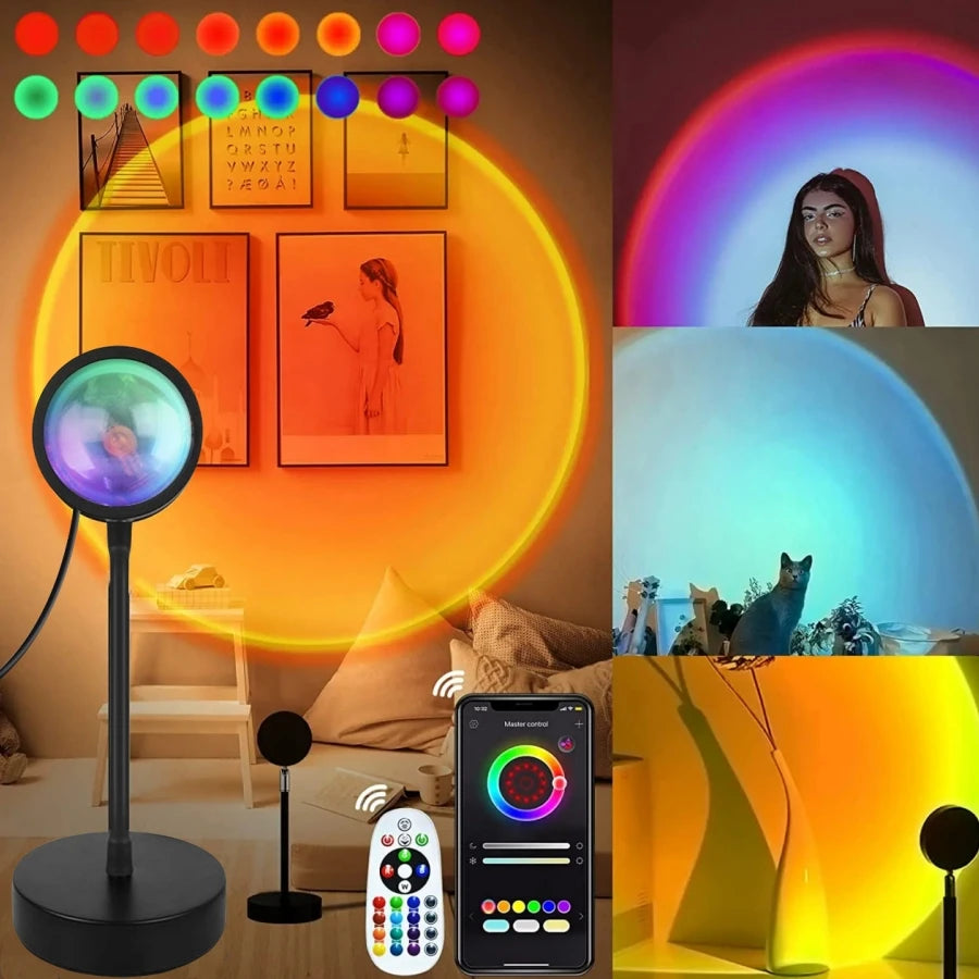 Smart Sunset Lamp Tuya LED Night Ligh USB RGB Smart Life APP Remote Projection for Room Decoration Photography Festival Birth