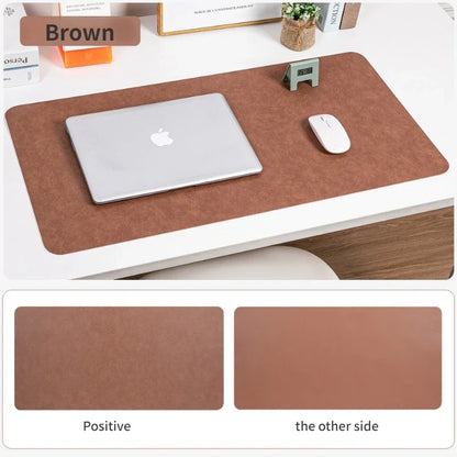 Retro Cowhide Patterned Desk Pad,Double-Sided Dirt Resistant Mouse Mat,Ready Elegant Office Computer Pad,Writing PVC Leather Pad